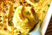 Fluffy Whipped Potato Casserole Recipe with Cheesy Topping