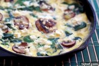 Mushroom and Spinach Frittata Recipe with Garlic and Parmesan