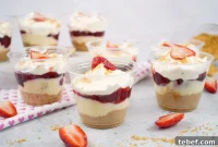 Strawberry Pie Filling Parfait Cups with Creamy Layers