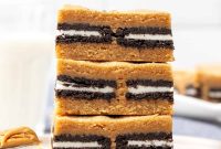 Peanut Butter Oreo Blondies Recipe — Gooey Cookie Bar Dessert
