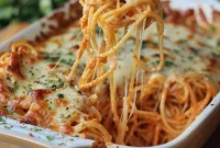 Cream Cheese Baked Spaghetti with Golden Crispy Top