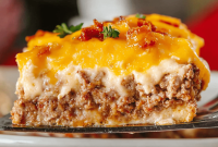 Cheesy Meatloaf Casserole with Loaded Potato Topping Recipe