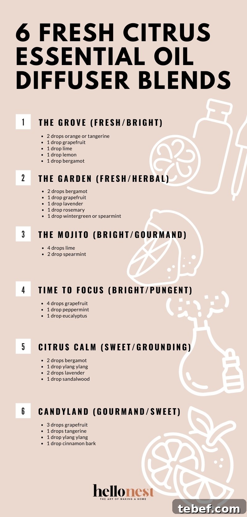 6 Fresh Citrus Essential Oil Diffuser Blends - HelloNest.co