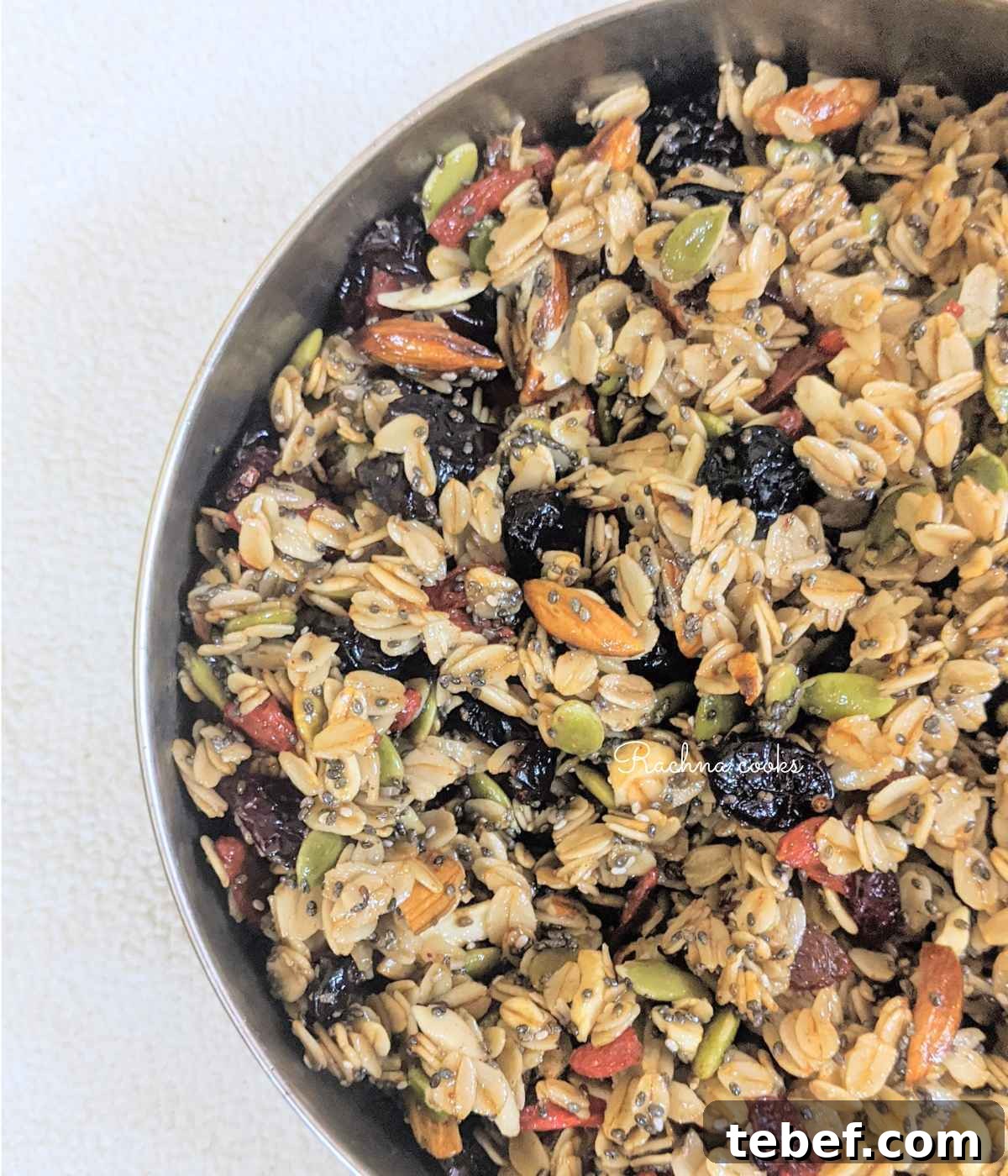 Crunchy Air Fryer Granola Recipe for Perfect Homemade Clusters 4 Top view of air fried granola