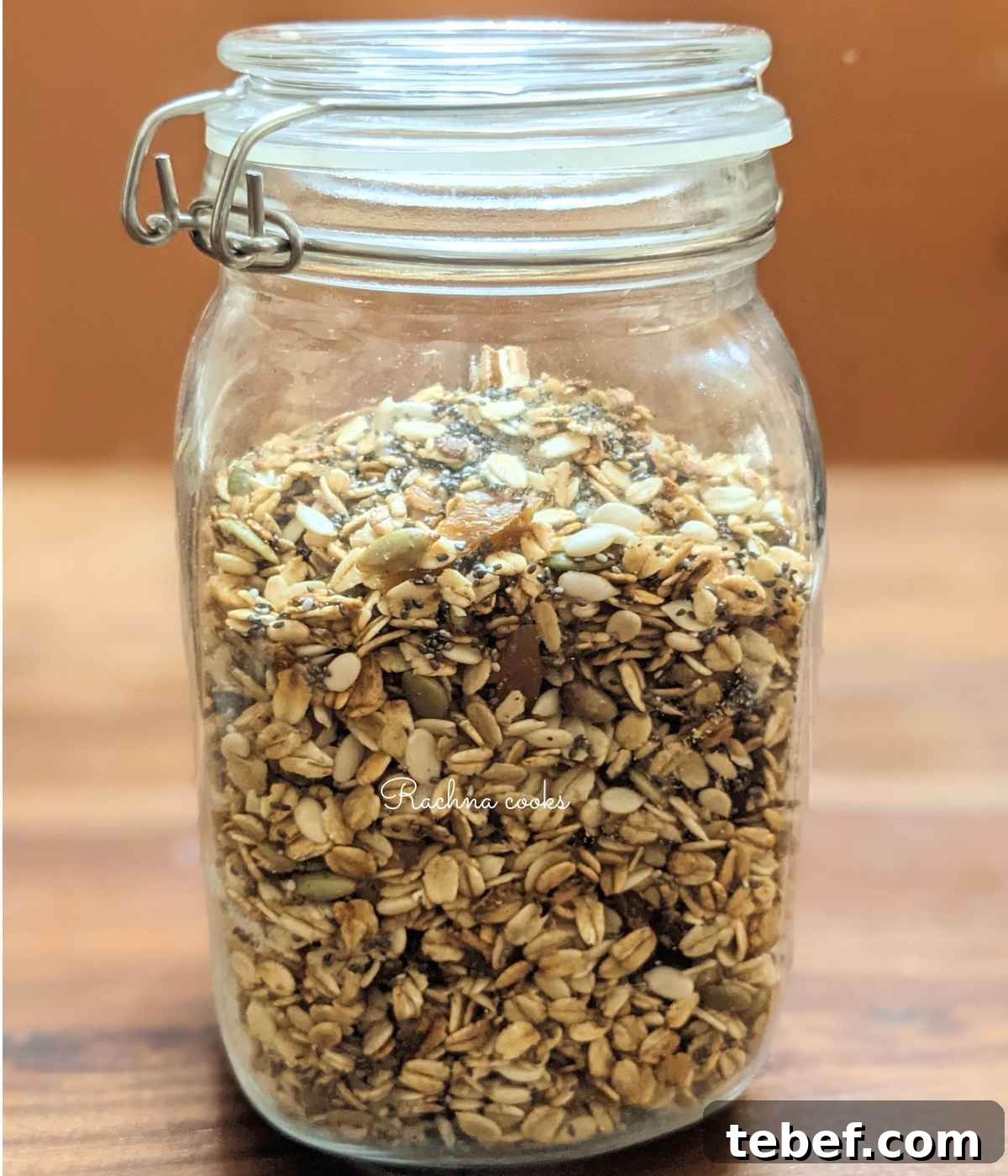 Crunchy Air Fryer Granola Recipe for Perfect Homemade Clusters 5 A jar of air fried granola