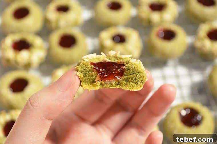 Strawberry Matcha Thumbprint Cookies Recipe for Spring Baking 5 strawberry matcha thumprint cookies