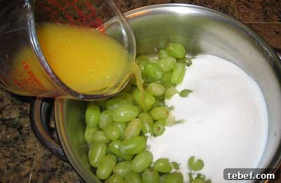 Greek Grape Spoon Sweet (Stafydi Gliko) Recipe 2 Mixing grapes and other ingredients for greek spoon sweet stafyli gliko.