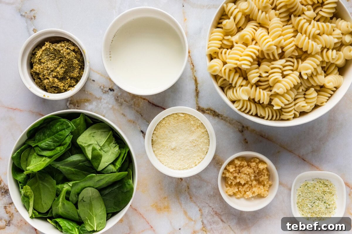 Creamy Basil Pesto Pasta with Parmesan and Pine Nuts 4 Ingredients for Pesto Pasta