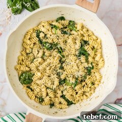 Creamy Basil Pesto Pasta with Parmesan and Pine Nuts 10 Skillet of Pesto Pasta