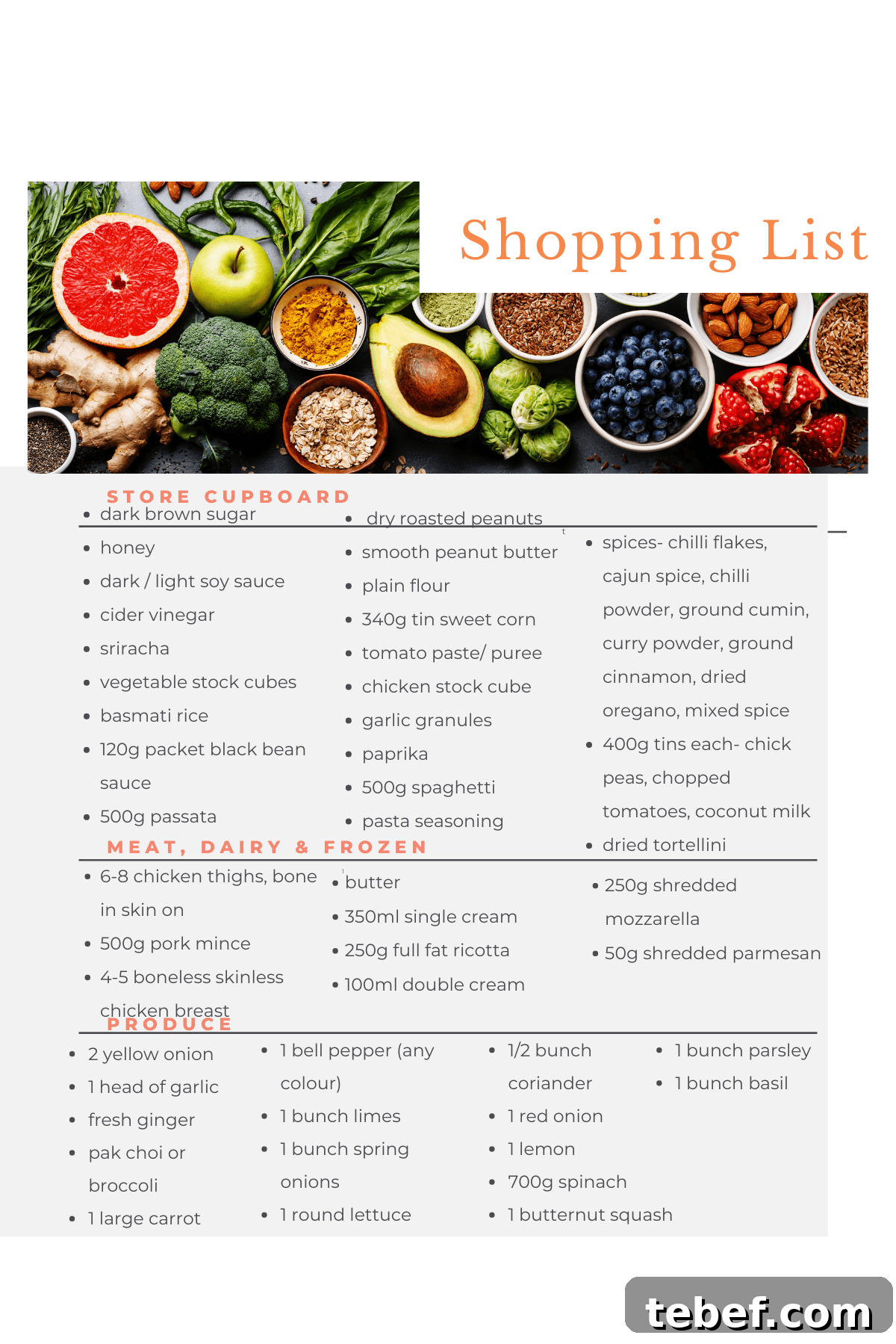 Aldi Weekly Meal Plan with Free Printable Shopping List 4 Shopping list graphic