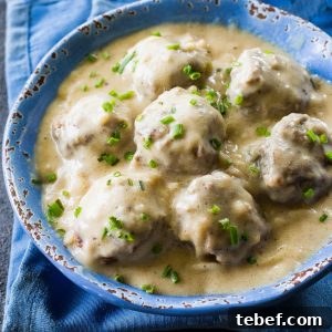 Classic Swedish Meatballs Recipe with Creamy Gravy 5 Swedish Meatballs - so tender with a flavorful gravy. Serve over noodles or rice.