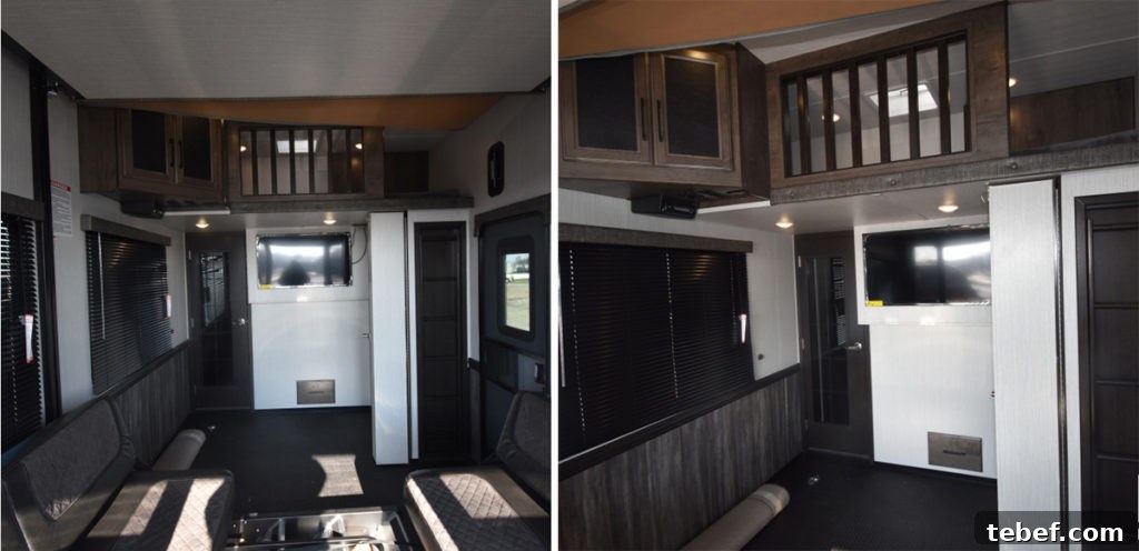 Lost Together: March 2022 Travel Stories and Highlights 7 Two photos showing our 5th wheel RV garage before we remodeled it.