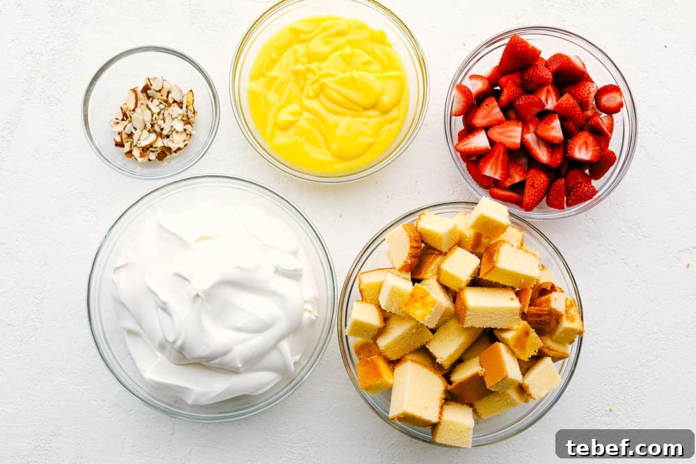 Glass bowls with all the ingredients.