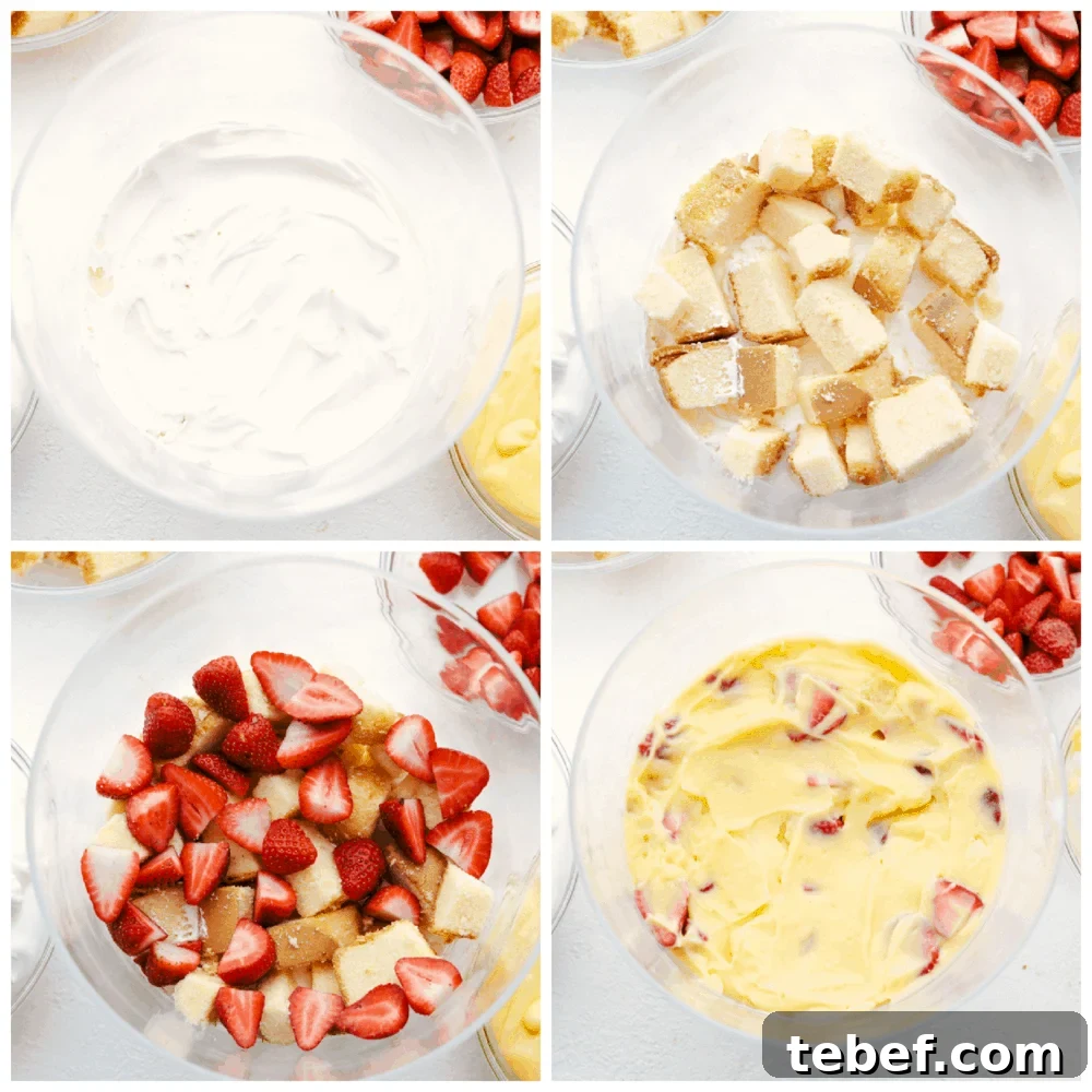 Process of making and layering the trifle.