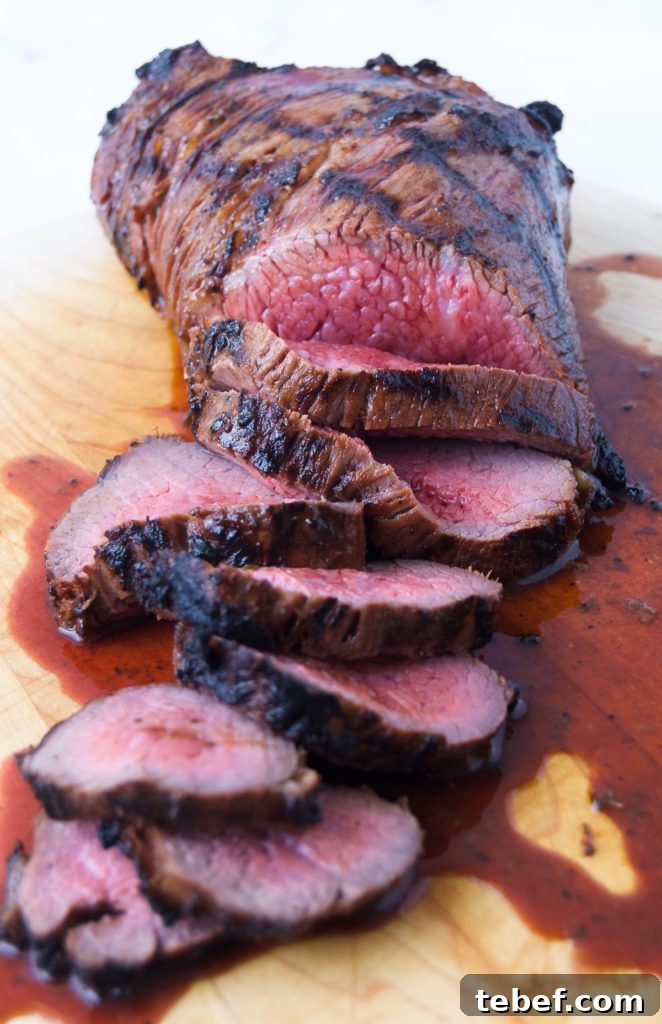 Freshly sliced, juicy, grilled tri tip