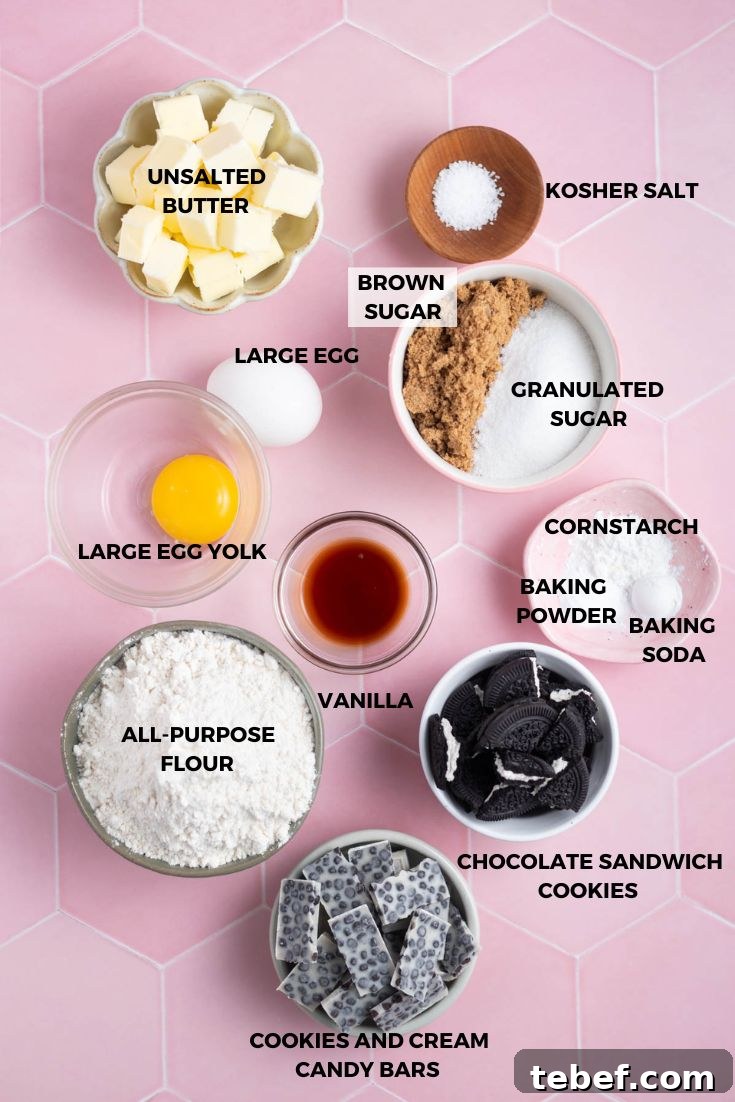 ingredients for cookies and cream bars