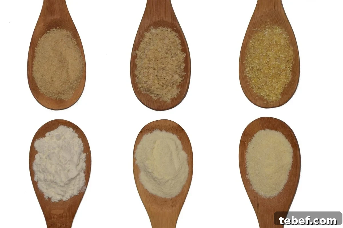 Almond Flour Substitutes: Top Alternatives and How to Use Them 19 variety of grains, flours and powders on wooden spoons