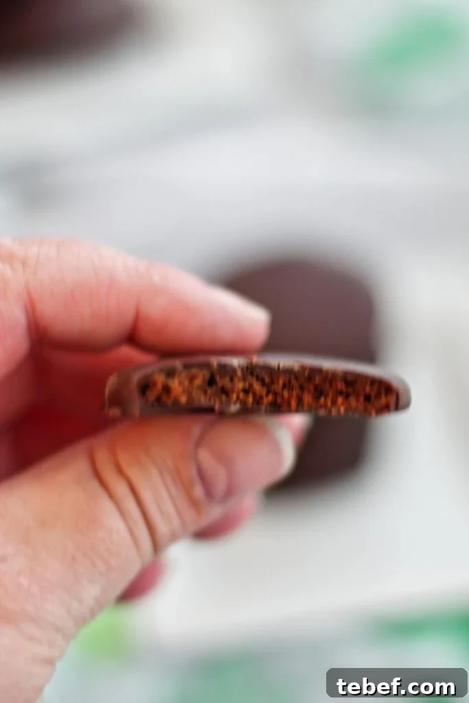 Gluten-Free Thin Mints: Girl Scout Cookie Copycat Recipe 12 showing inside of thin mint