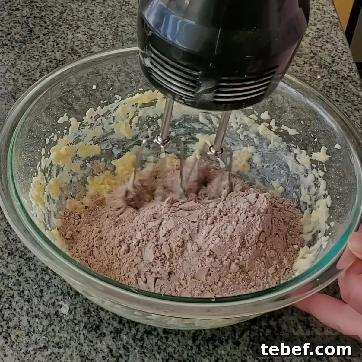 Gluten-Free Thin Mints: Girl Scout Cookie Copycat Recipe 6 adding dry ingredients to glass bowl and mixing.