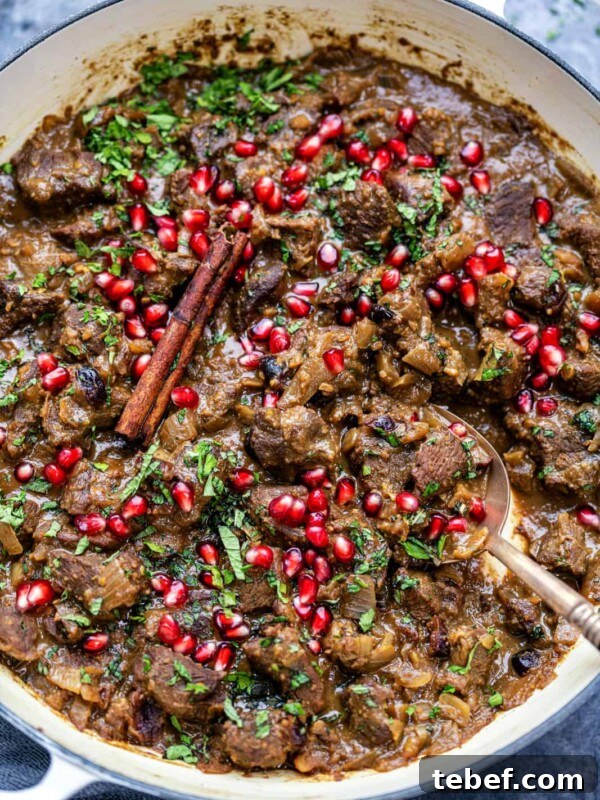 Close up on a pot of Persian lamb stew