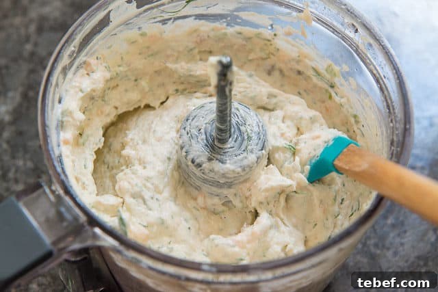 Creamy Smoked Salmon Spread Recipe for Bagels & Appetizers 5 Smoked Salmon Cream Cheese Spread in food processor blended
