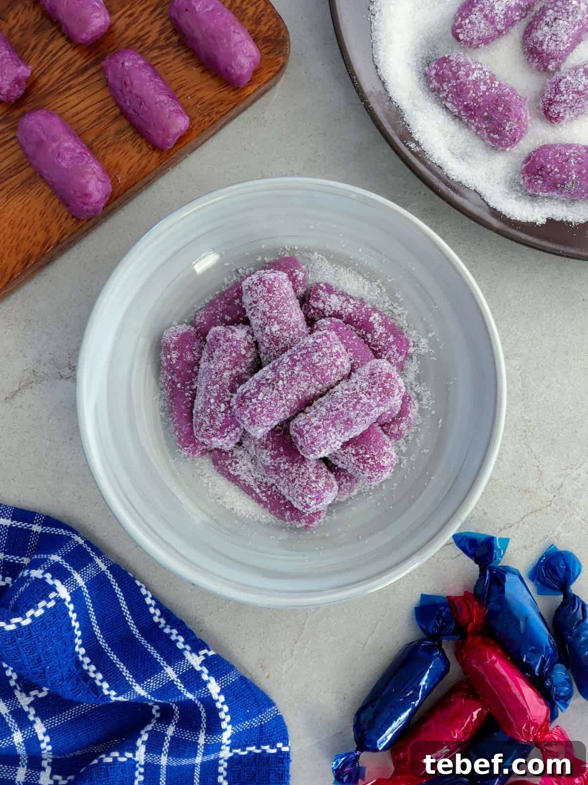 Ube Pastillas: Creamy Filipino Coconut Milk Candy Recipe 2 Pastillas de Ube on a serving plate
