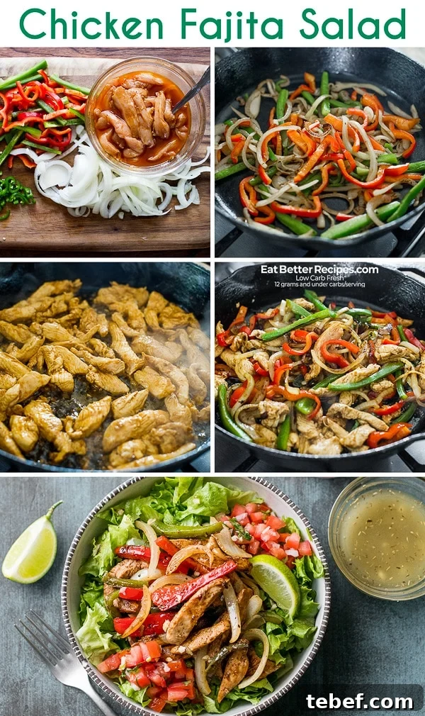 Low Carb Healthy Chicken Fajita Salad step by step photos
