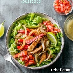 Low Carb Healthy Chicken Fajita Salad Recipe KETO | EatBetterRecipes.com