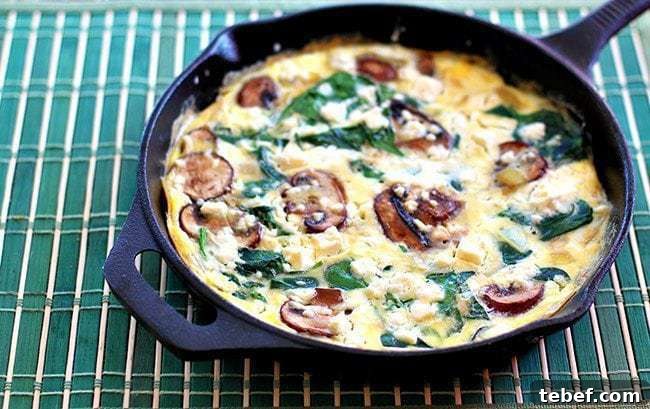 Mushroom and Spinach Frittata Recipe with Garlic and Parmesan 2 Mushroom Spinach Frittata