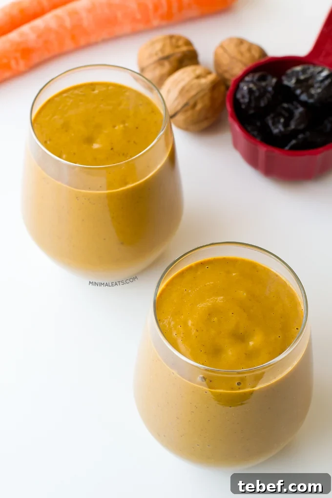 Silky Carrot Smoothie Recipe with Ginger and Orange 2 Creamy carrot smoothie | minimaleats.com