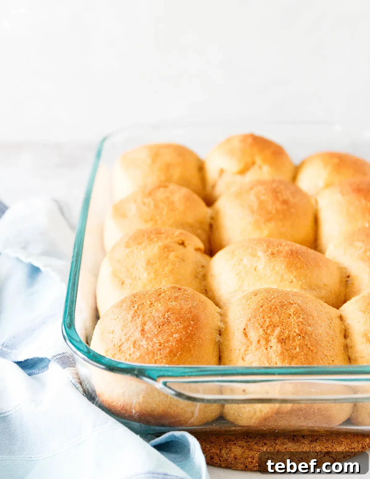 baked rolls in a glass dish