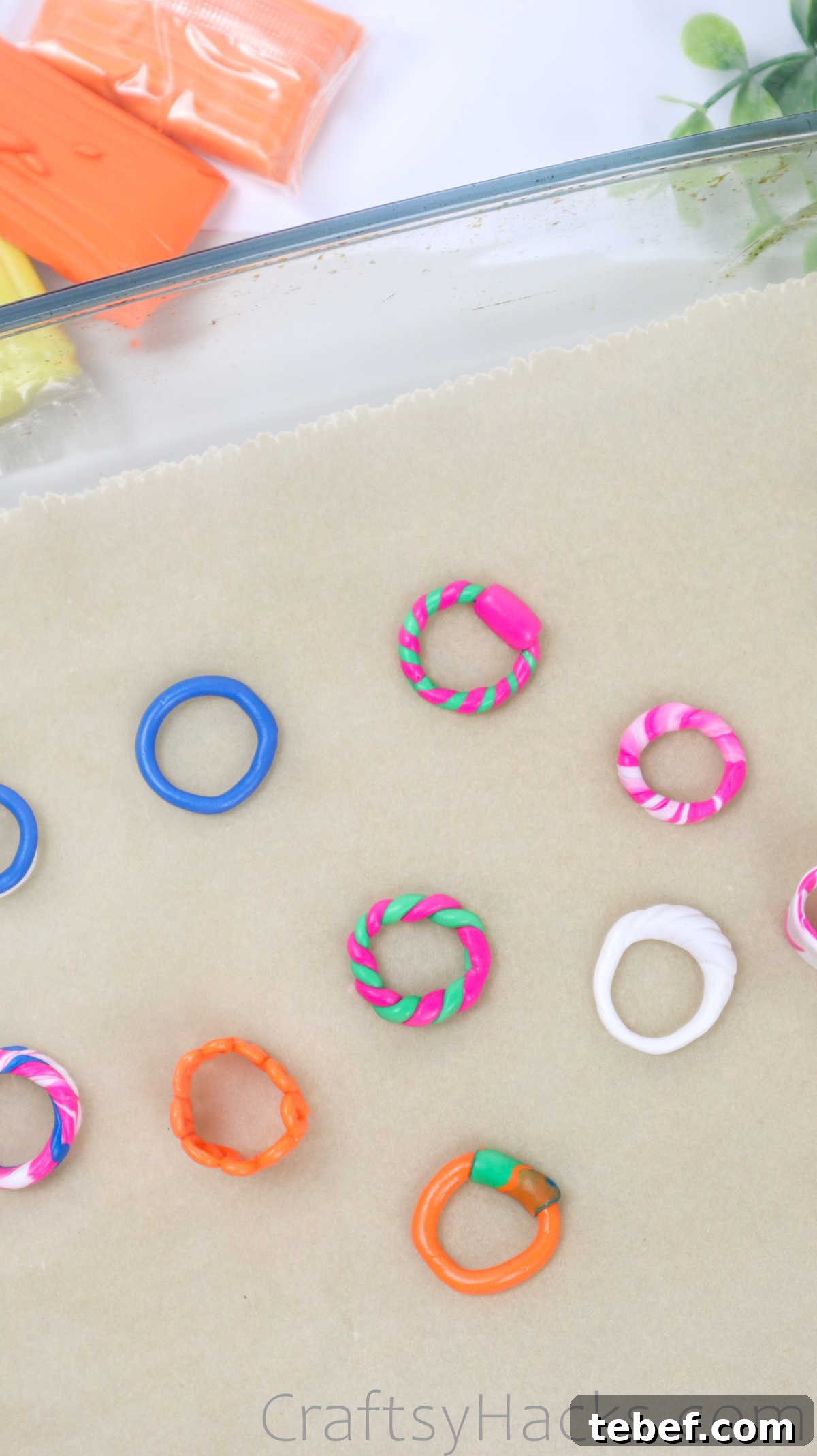 DIY Polymer Clay Rings: Step-by-Step Guide for Stunning Designs 10 clay rings on pan