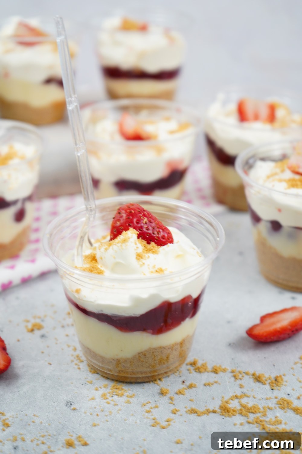 Strawberry parfaits with spoon Strawberry parfaits with spoon