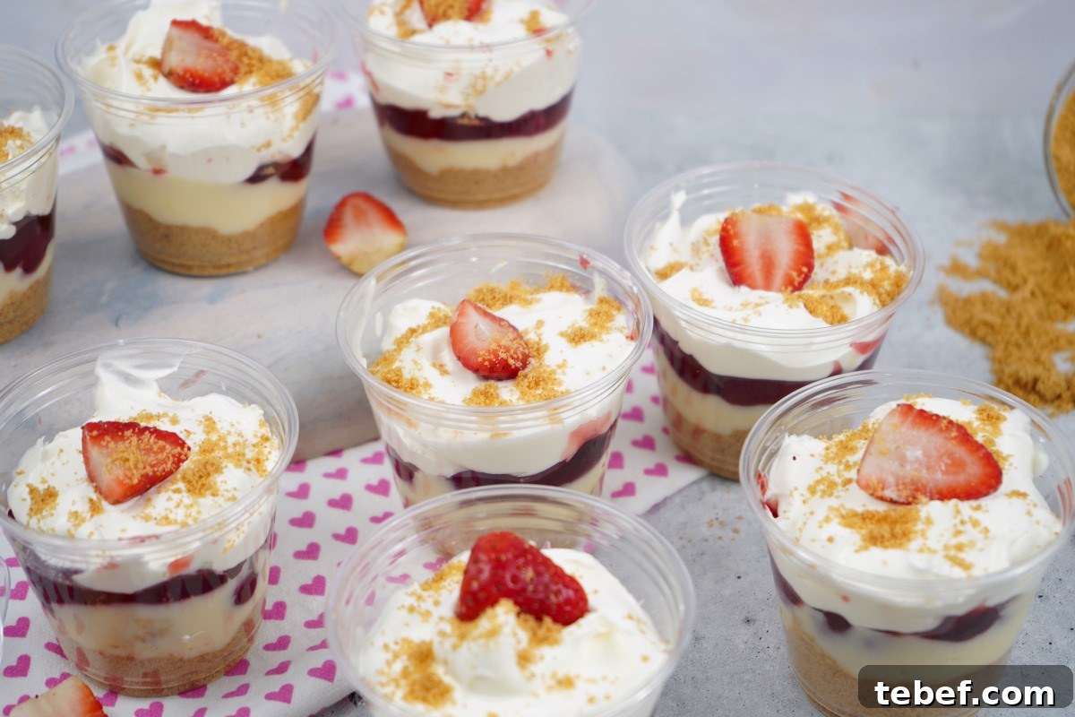 Strawberry Pie Filling Parfait Cups with Creamy Layers 3 strawberry parfaits