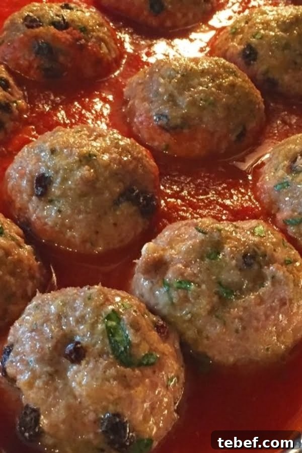 Sicilian-Style Meatballs in Fresh Basil Marinara 3 meatballs with currants and pine nuts