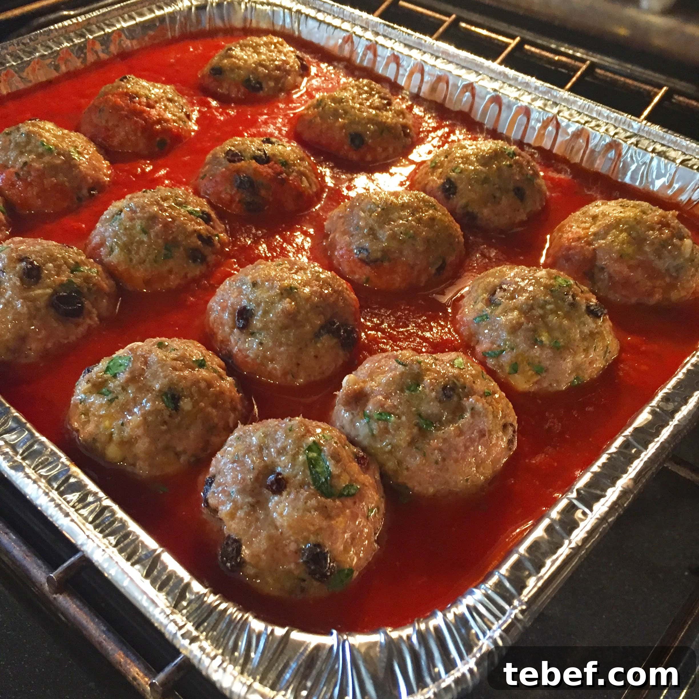 Sicilian meatballs with homemade basil marinara sauce