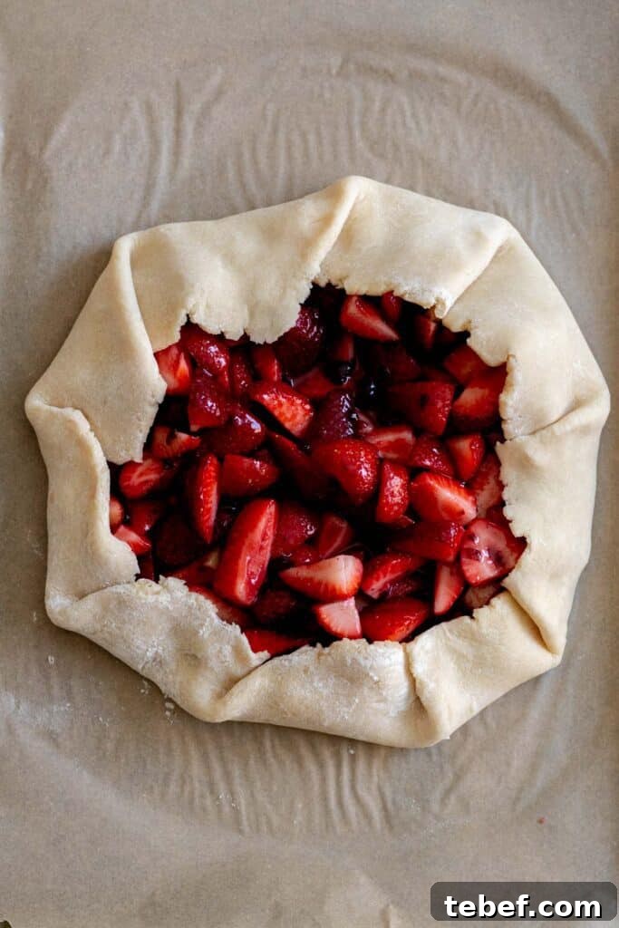 Rustic Strawberry Galette Recipe: Flaky Crust and Fresh Filling 8 Pie dough folded over strawberries