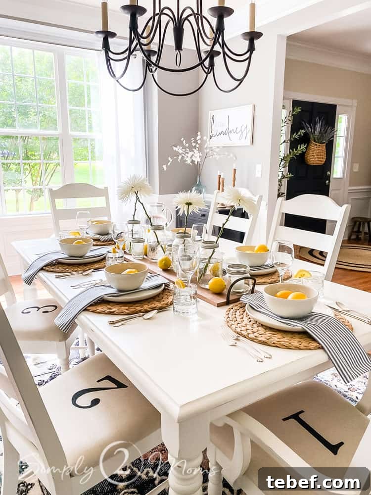 Chic Summer Dinner Party Ideas to Impress Your Guests 3 dining room table with window behind set in summer theme for dinner party