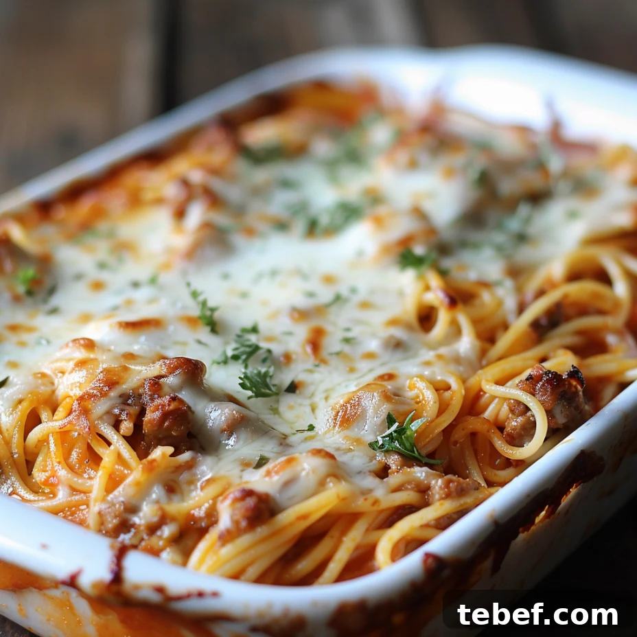 Cream Cheese Baked Spaghetti with Golden Crispy Top 2 Baked Cream Cheese Spaghetti
