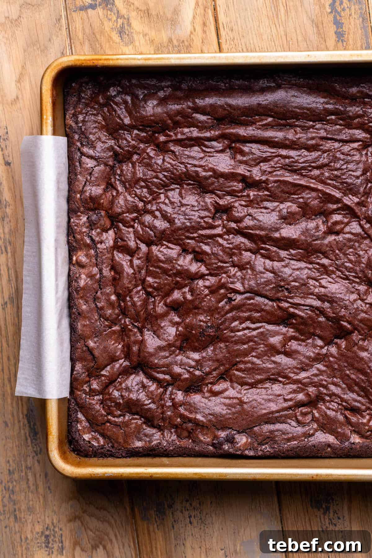 Cookie Dough Brownies Recipe: Fudgy Brownies with Edible Cookie Dough 7 Baked brownies in the pan.