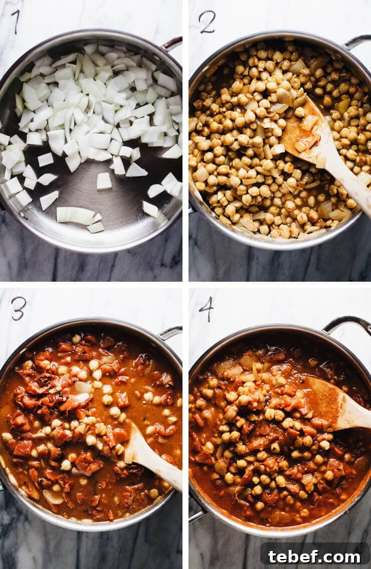 step by step photos for making moroccan chickpea stew