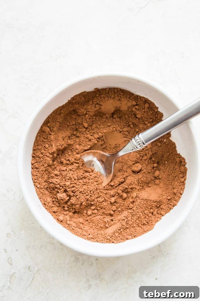 Vegan Hot Chocolate Bombs: Dairy-Free Paleo Recipe and How-To 5 Hot chocolate powder mix in a bowl with a spoon.
