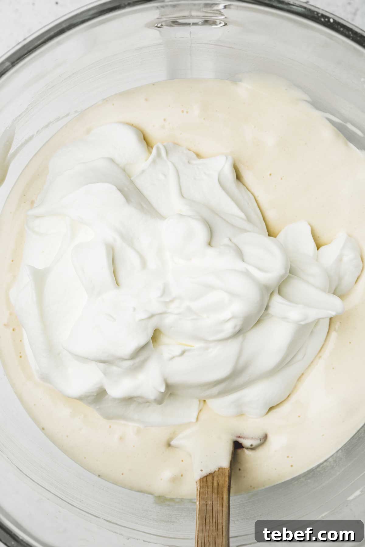 Raspberry Mascarpone Layer Cake with Fresh Cream Filling 5 Molly cake batter with whipped cream folded in