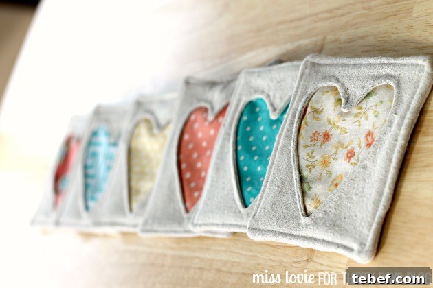 14 Fabric Heart Coasters Miss Lovie