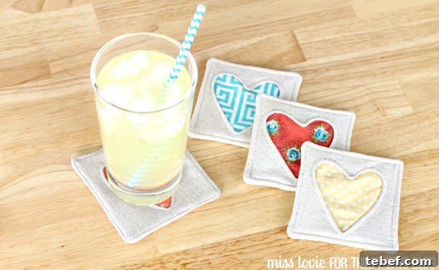14 Fabric Heart Coasters Thirty Days
