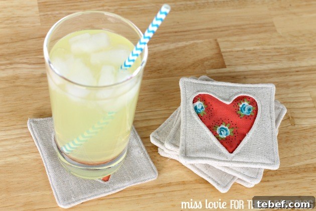 14 fabric heart coasters