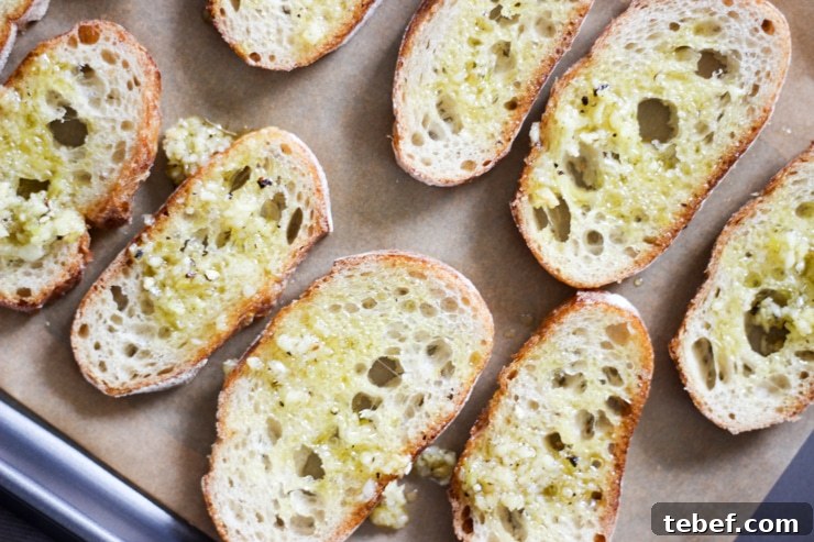garlic toasts made from baguette slices