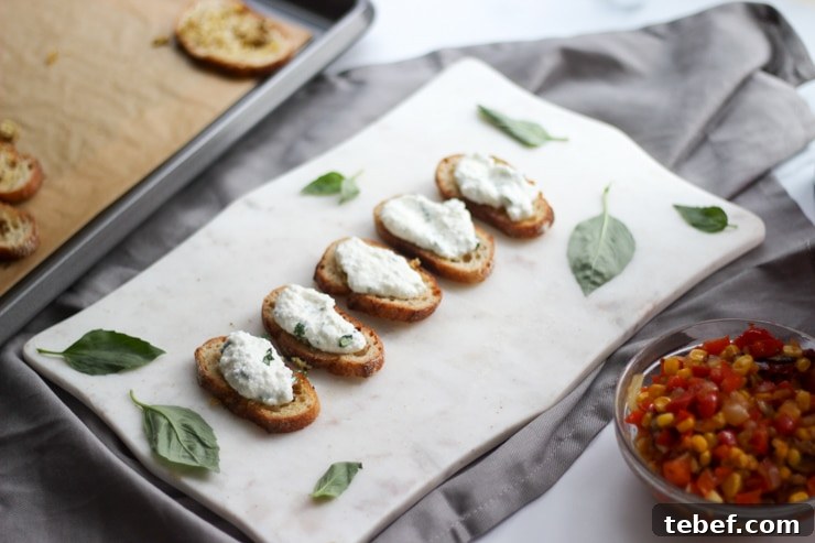 assembling whipped ricotta toasts