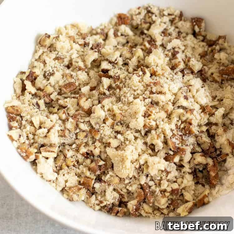crumb and nut topping in bowl