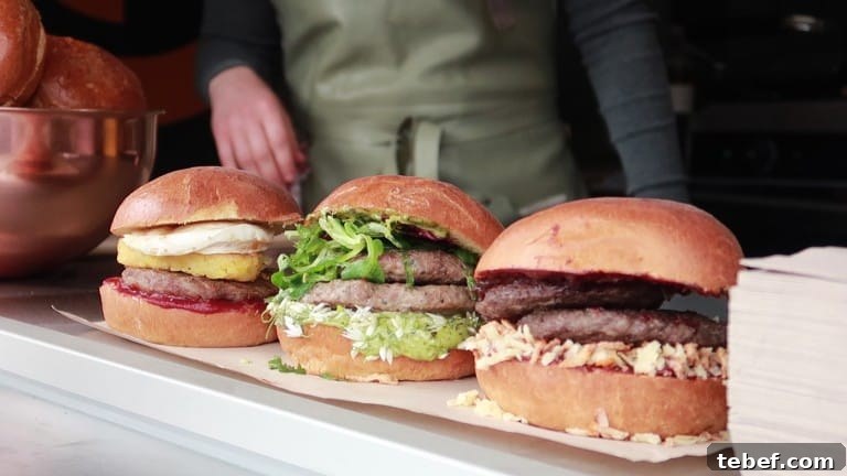 Porthleven Food Festival — Cornwall’s 2019 Seafood & Street Food Guide 9 3 burgers lined up on a street food stall at the Porthleven Food Festival 2019